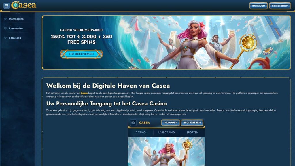 homepage van het casea casino belgie
